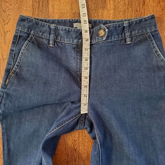 Ann Taylor Women Sz 6 Curvy Denim Blue Jeans Back Flap Pockets Thick Stitch Trim - Picture 6 of 8